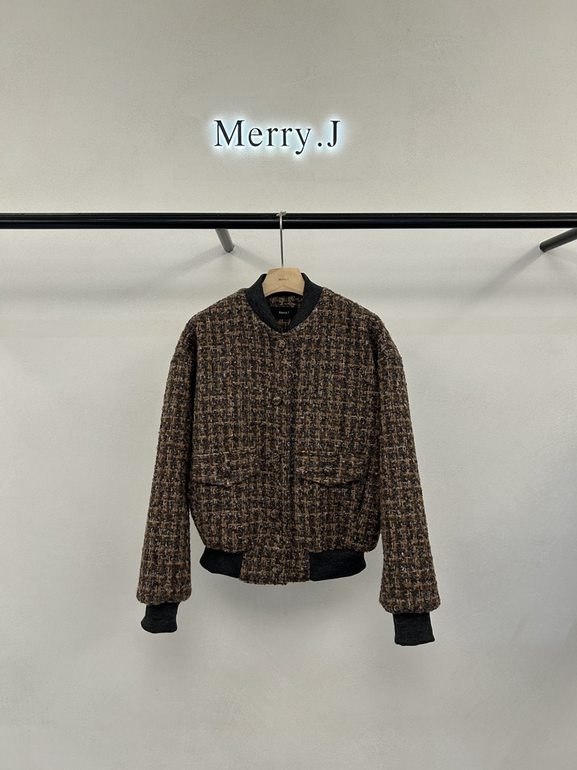 MERRY-J韓國直郵㊣女士新款休閑人氣推薦職業25秋冬夾克花呢MERRY-J夾克圖色2