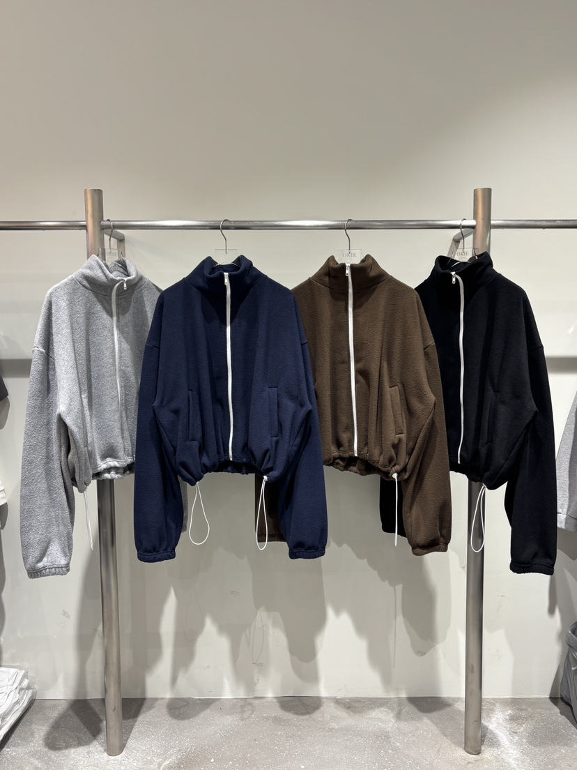 OKIE東大門㊣代購女裝新品熱賣職業25秋冬夾克羊毛拉鏈拼色OKIE夾克