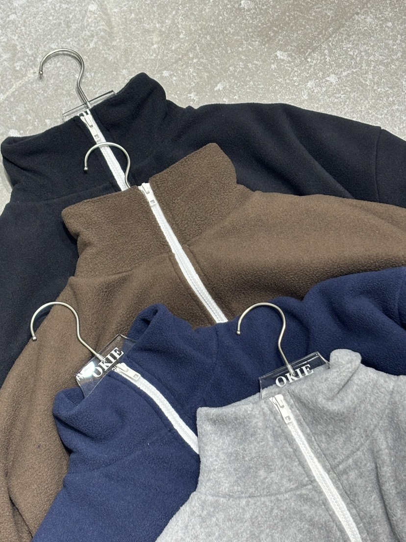 OKIE東大門㊣代購女裝新品熱賣職業25秋冬夾克羊毛拉鏈拼色OKIE夾克