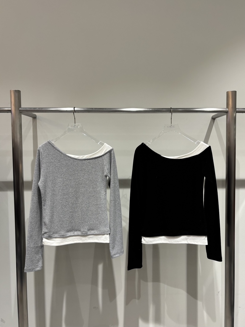 OKIE韓國直郵㊣女裝新品休閑職業時尚推薦熱賣長袖T恤假兩件OKIE長袖T恤