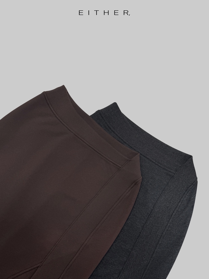 EITHER韓國代購㊣女士新款職業熱賣休閑長裙不對稱中長款棉質EITHER長裙