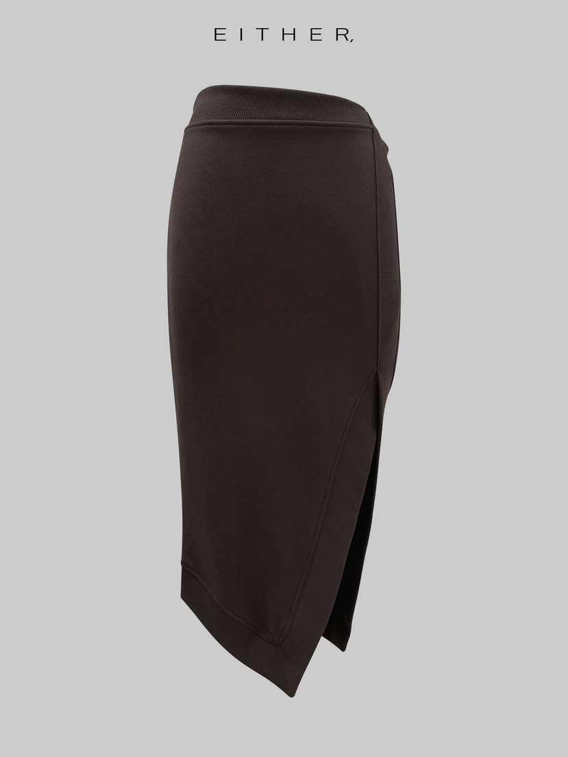 EITHER韓國代購㊣女士新款職業熱賣休閑長裙不對稱中長款棉質EITHER長裙圖色1