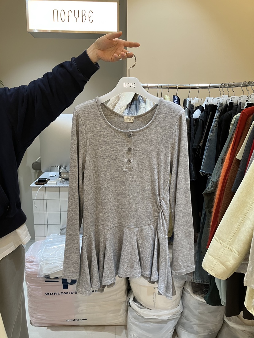 NOFYBE韓國直郵㊣女士新品時尚推薦職業人氣真品熱賣長袖T恤NOFYBE長袖T恤圖色1