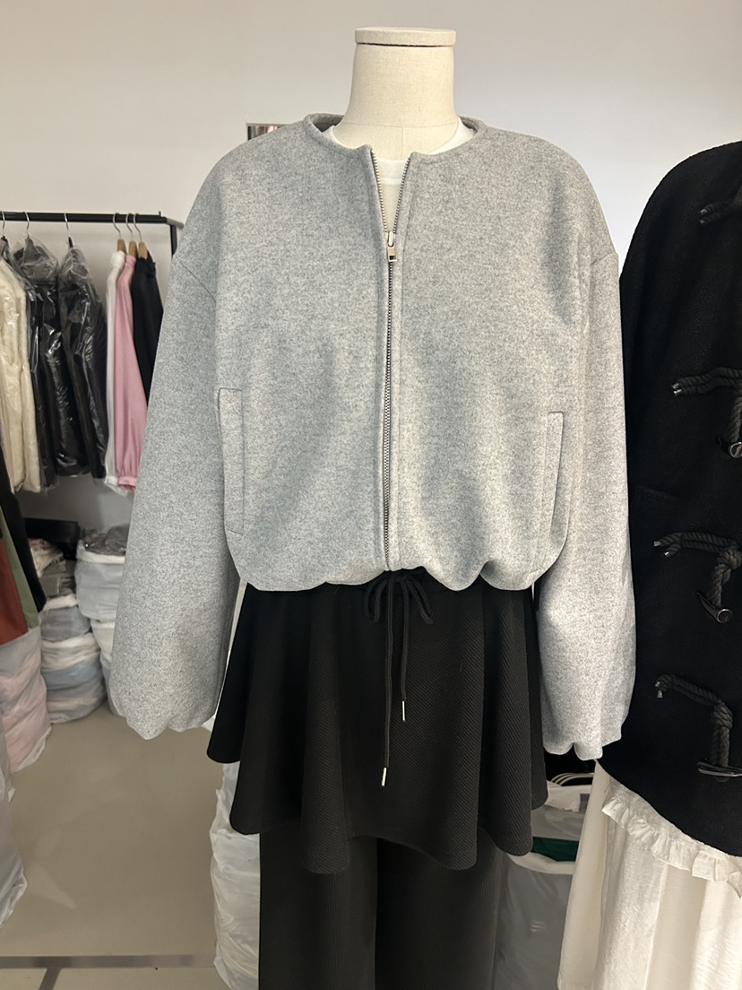 AS THOUGHT東大門㊣直郵女裝新款熱賣職業休閑夾克羊毛短款AS THOUGHT夾克圖色1