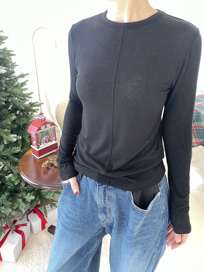 EDITION-P韓國代購㊣女裝新品人氣推薦25秋冬職業休閑長袖T恤CHAHEE長袖T恤