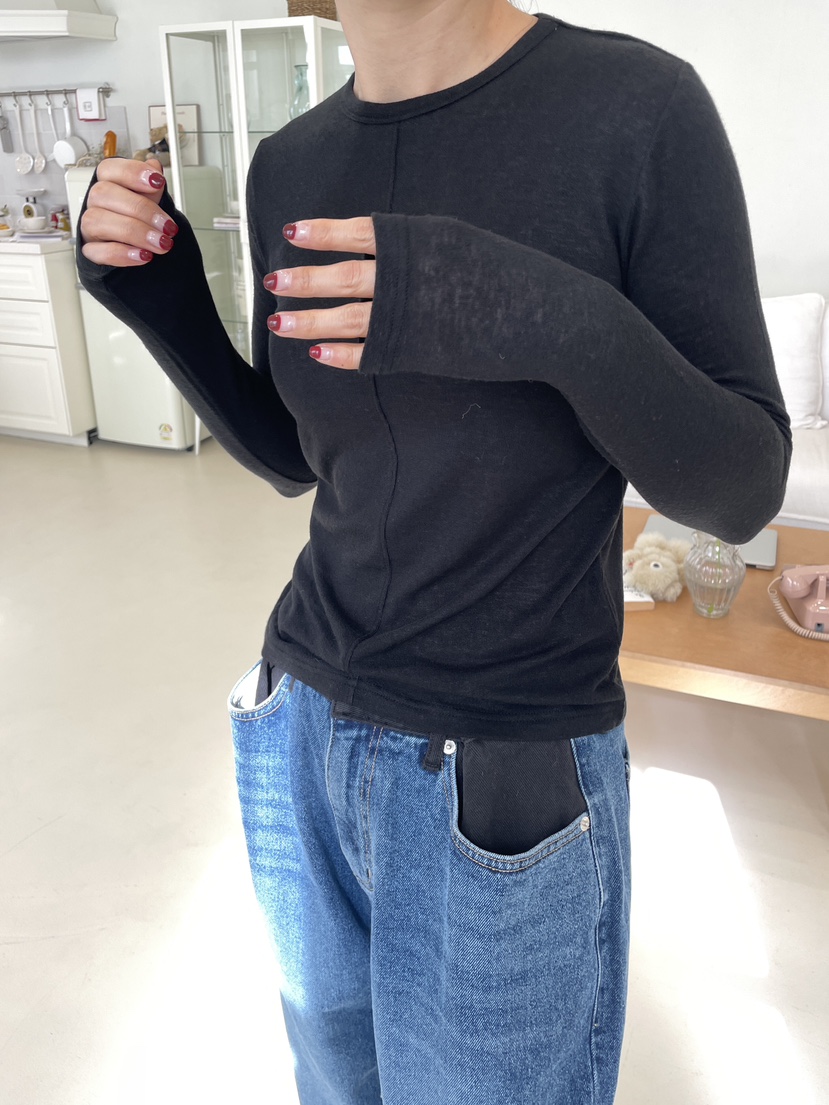 EDITION-P韓國代購㊣女裝新品人氣推薦25秋冬職業休閑長袖T恤CHAHEE長袖T恤