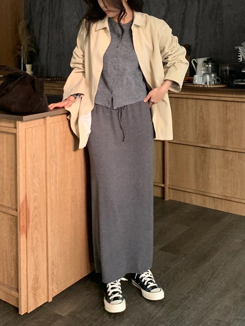 BLEECKER韓國直郵㊣女裝新品熱賣人氣職業推薦休閑25秋冬長裙BLEECKER長裙