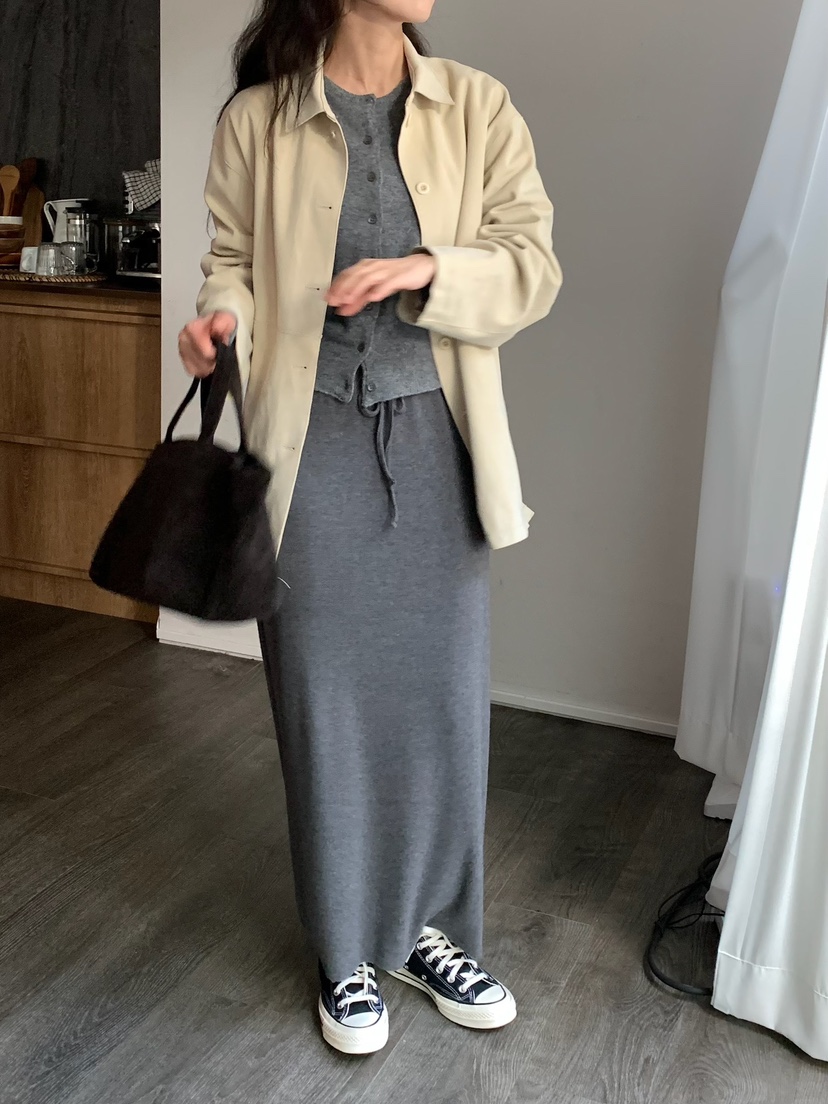 BLEECKER韓國直郵㊣女裝新品熱賣人氣職業推薦休閑25秋冬長裙BLEECKER長裙