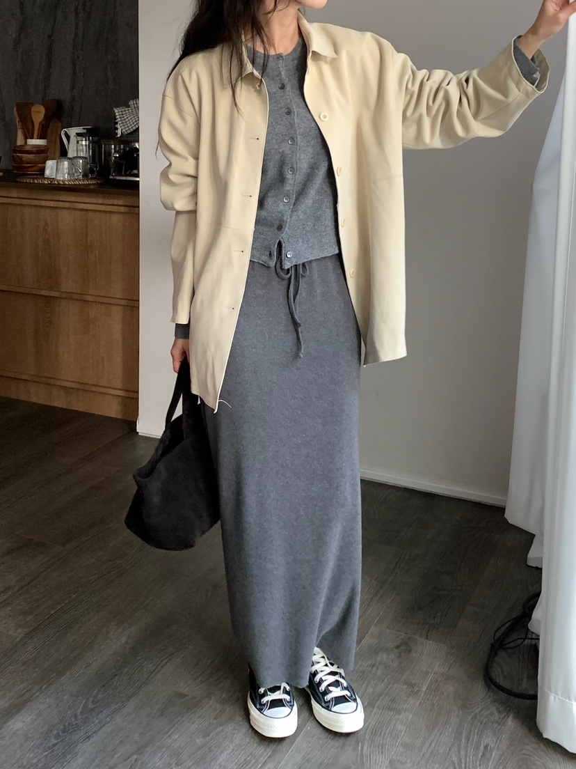 BLEECKER韓國直郵㊣女裝新品熱賣人氣職業推薦休閑25秋冬長裙BLEECKER長裙