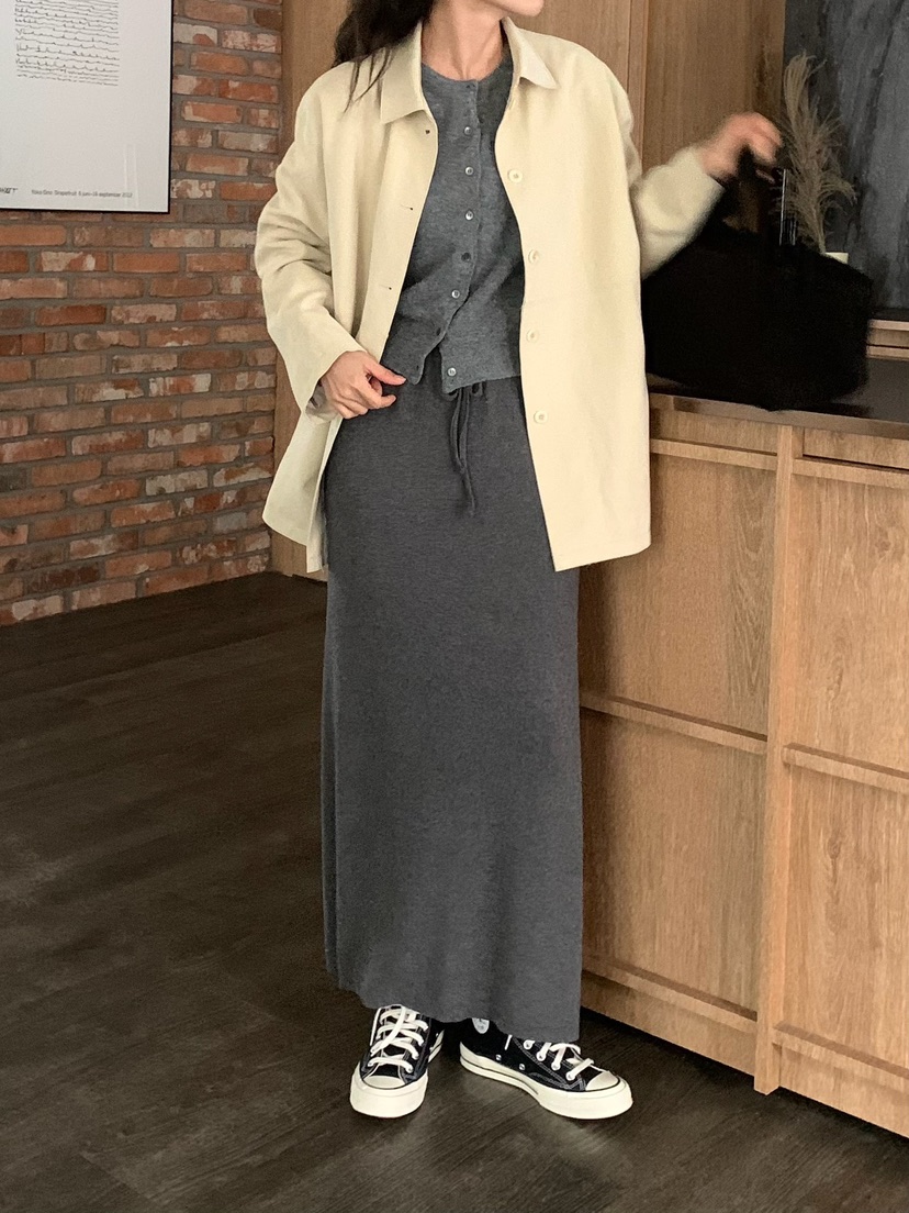 BLEECKER韓國直郵㊣女裝新品熱賣人氣職業推薦休閑25秋冬長裙BLEECKER長裙