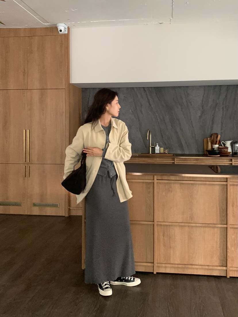 BLEECKER韓國直郵㊣女裝新品熱賣人氣職業推薦休閑25秋冬長裙BLEECKER長裙