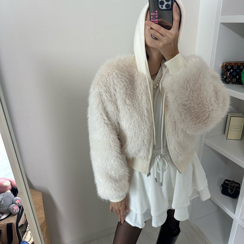 SOUIT東大門㊣代購女裝新款25秋冬熱賣真品推薦夾克皮草連帽SOUIT by mabel-L夾克