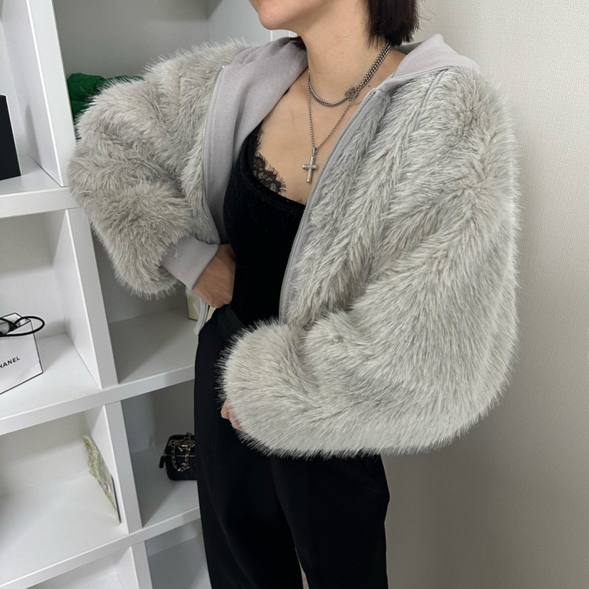 SOUIT東大門㊣代購女裝新款25秋冬熱賣真品推薦夾克皮草連帽SOUIT by mabel-L夾克