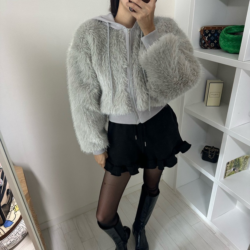 SOUIT東大門㊣代購女裝新款25秋冬熱賣真品推薦夾克皮草連帽SOUIT by mabel-L夾克