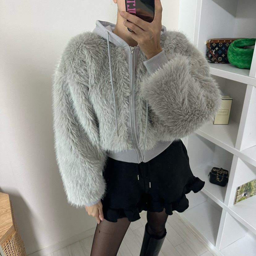 SOUIT東大門㊣代購女裝新款25秋冬熱賣真品推薦夾克皮草連帽SOUIT by mabel-L夾克