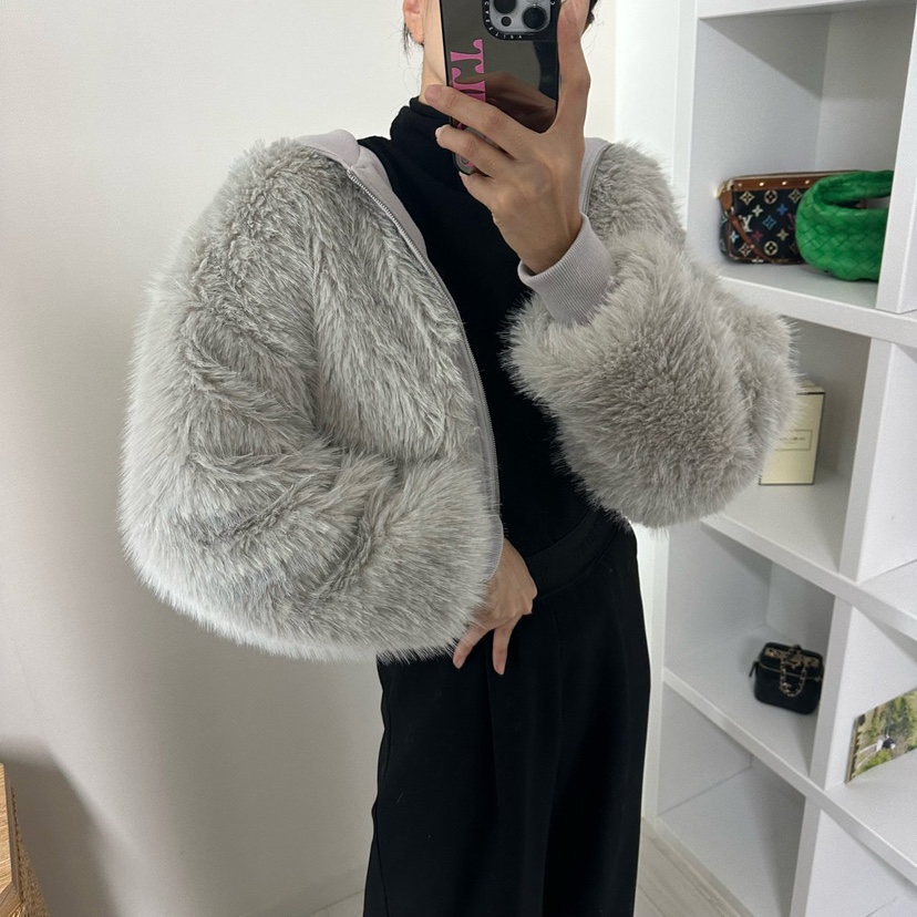 SOUIT東大門㊣代購女裝新款25秋冬熱賣真品推薦夾克皮草連帽SOUIT by mabel-L夾克圖色2
