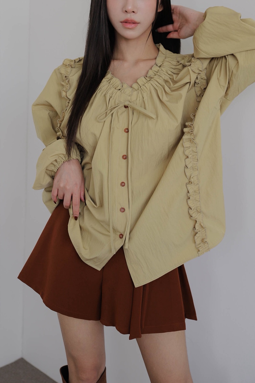 SLIT韓國代購㊣女士新品人氣職業25秋冬時尚休閑襯衫蕾絲衫SLIT襯衫/蕾絲衫