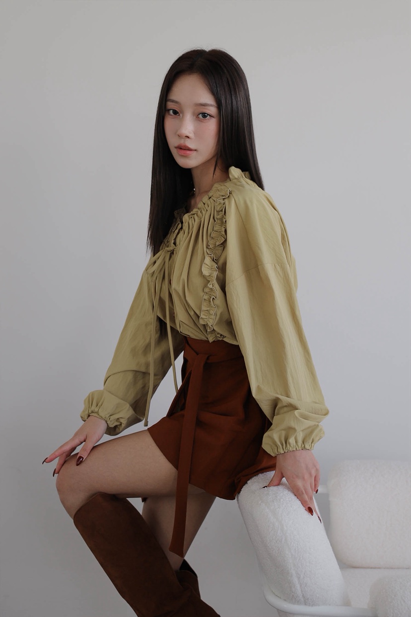 SLIT韓國代購㊣女士新品人氣職業25秋冬時尚休閑襯衫蕾絲衫SLIT襯衫/蕾絲衫