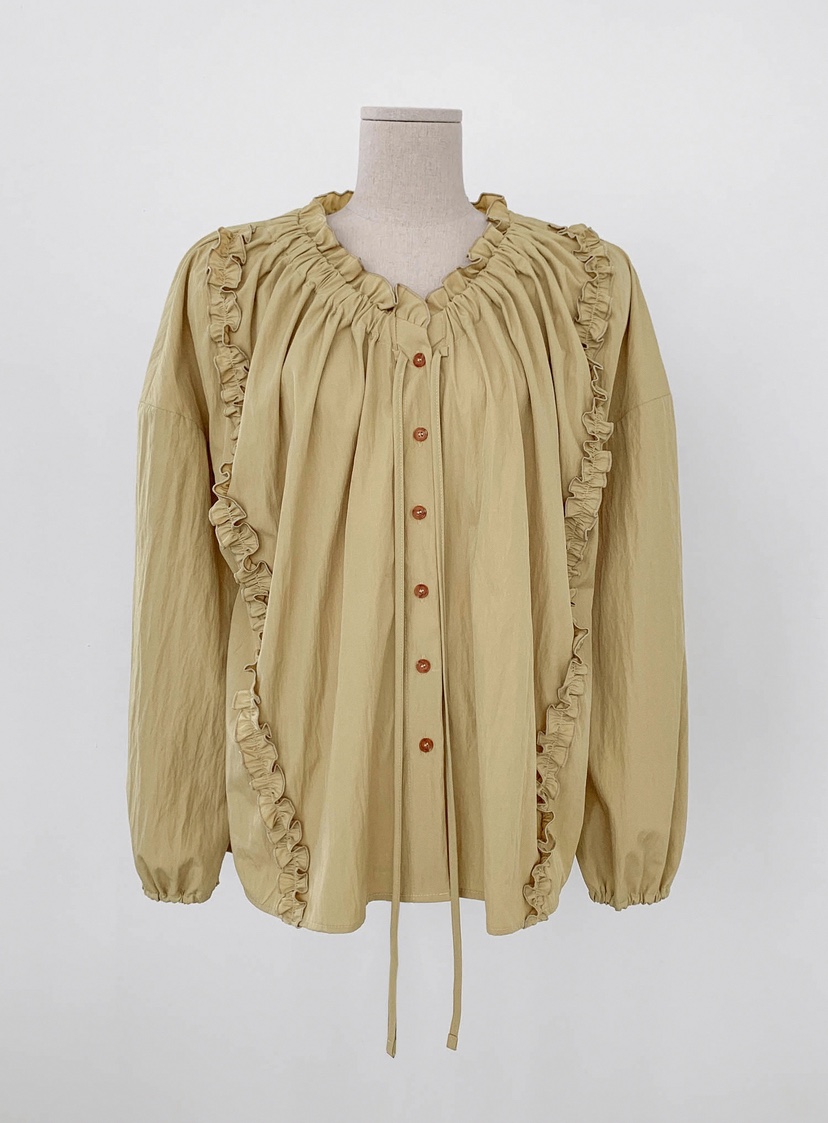 SLIT韓國代購㊣女士新品人氣職業25秋冬時尚休閑襯衫蕾絲衫SLIT襯衫/蕾絲衫圖色1