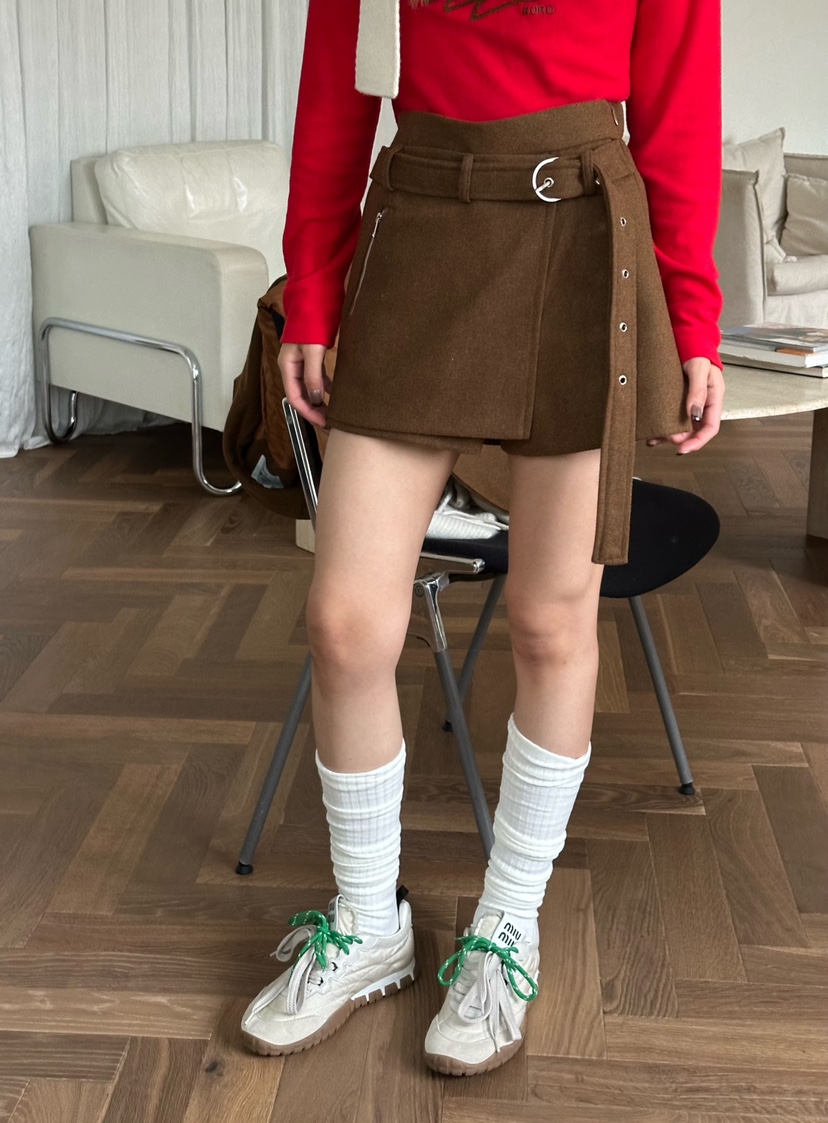 ZEROZERO東大門㊣實拍女裝新款職業25秋冬休閑裙褲羊毛腰帶ZEROZERO裙褲圖色1