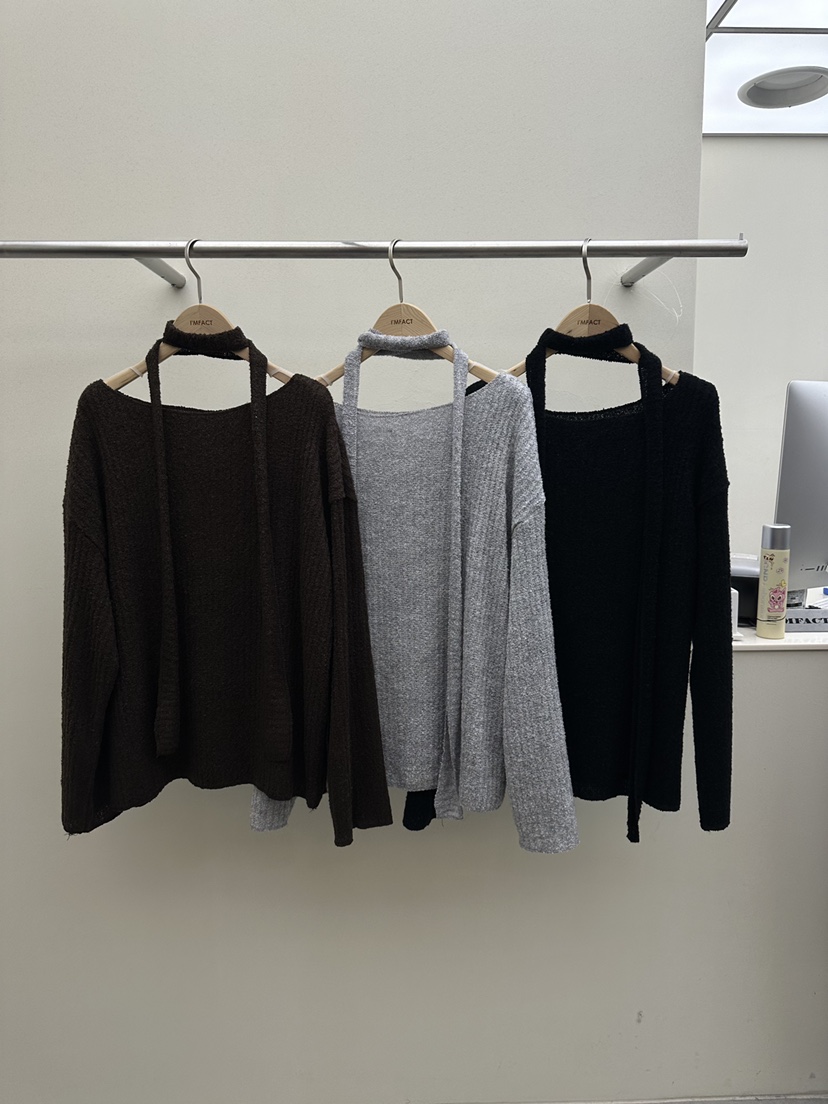 I MFACT東大門㊣代購女裝新款休閑25秋冬人氣時尚針織衫船領I MFACT針織衫