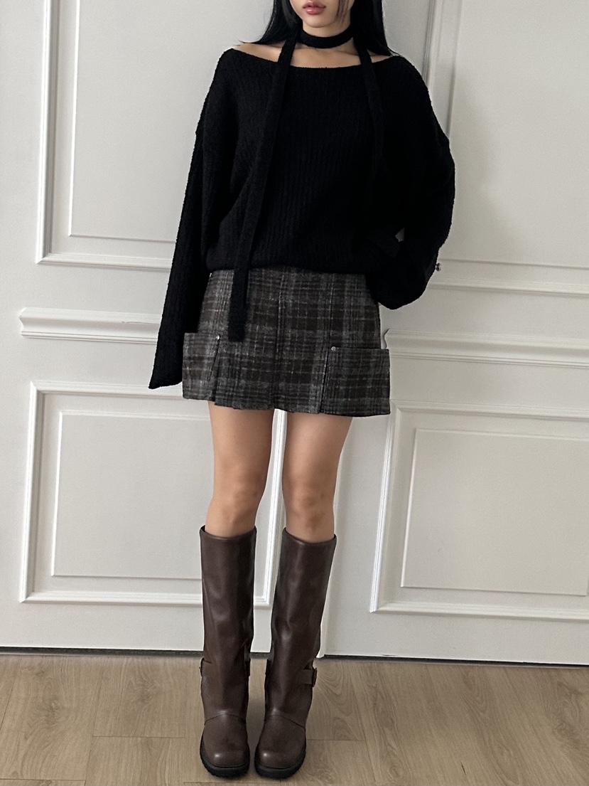 I MFACT東大門㊣代購女裝新款休閑25秋冬人氣時尚針織衫船領I MFACT針織衫