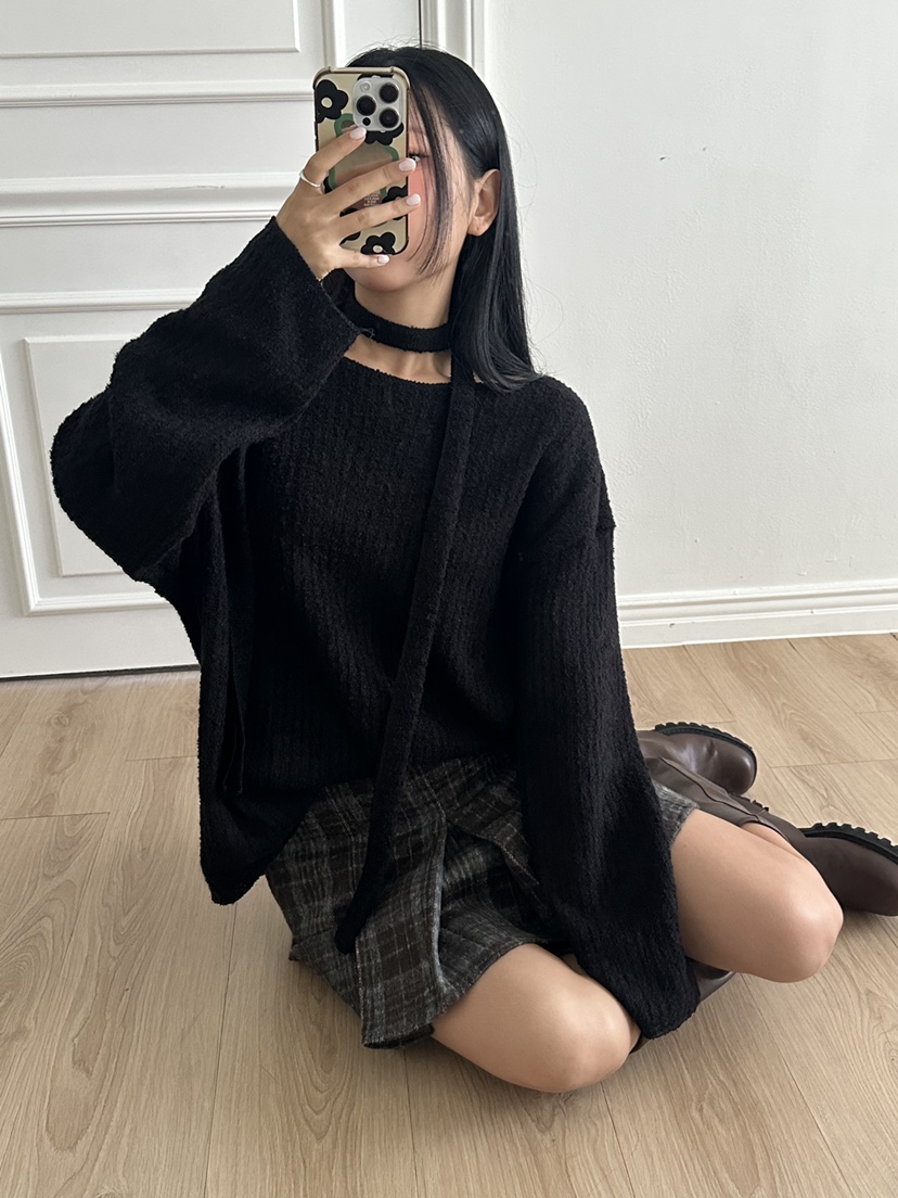 I MFACT東大門㊣代購女裝新款休閑25秋冬人氣時尚針織衫船領I MFACT針織衫