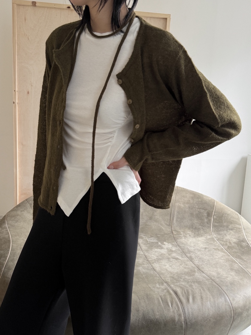 YIKHO STYLE東大門㊣實拍女士新品熱賣職業針織衫含腰繩羊駝YIKHO STYLE針織衫