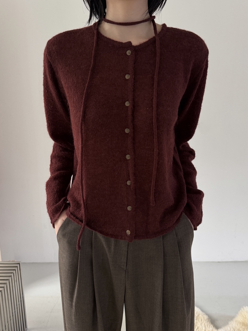 YIKHO STYLE東大門㊣實拍女士新品熱賣職業針織衫含腰繩羊駝YIKHO STYLE針織衫