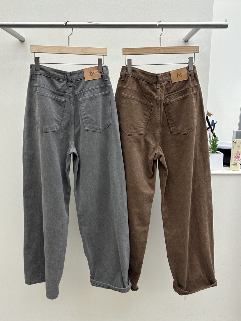 I MFACT東大門㊣代購女裝新品25秋冬真品職業牛仔褲毛絨羊毛I MFACT牛仔褲