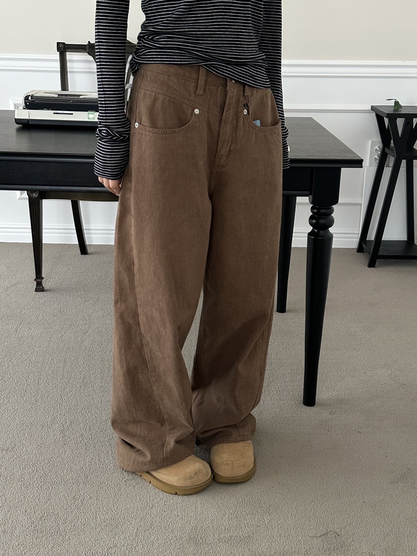 I MFACT東大門㊣代購女裝新品25秋冬真品職業牛仔褲毛絨羊毛I MFACT牛仔褲