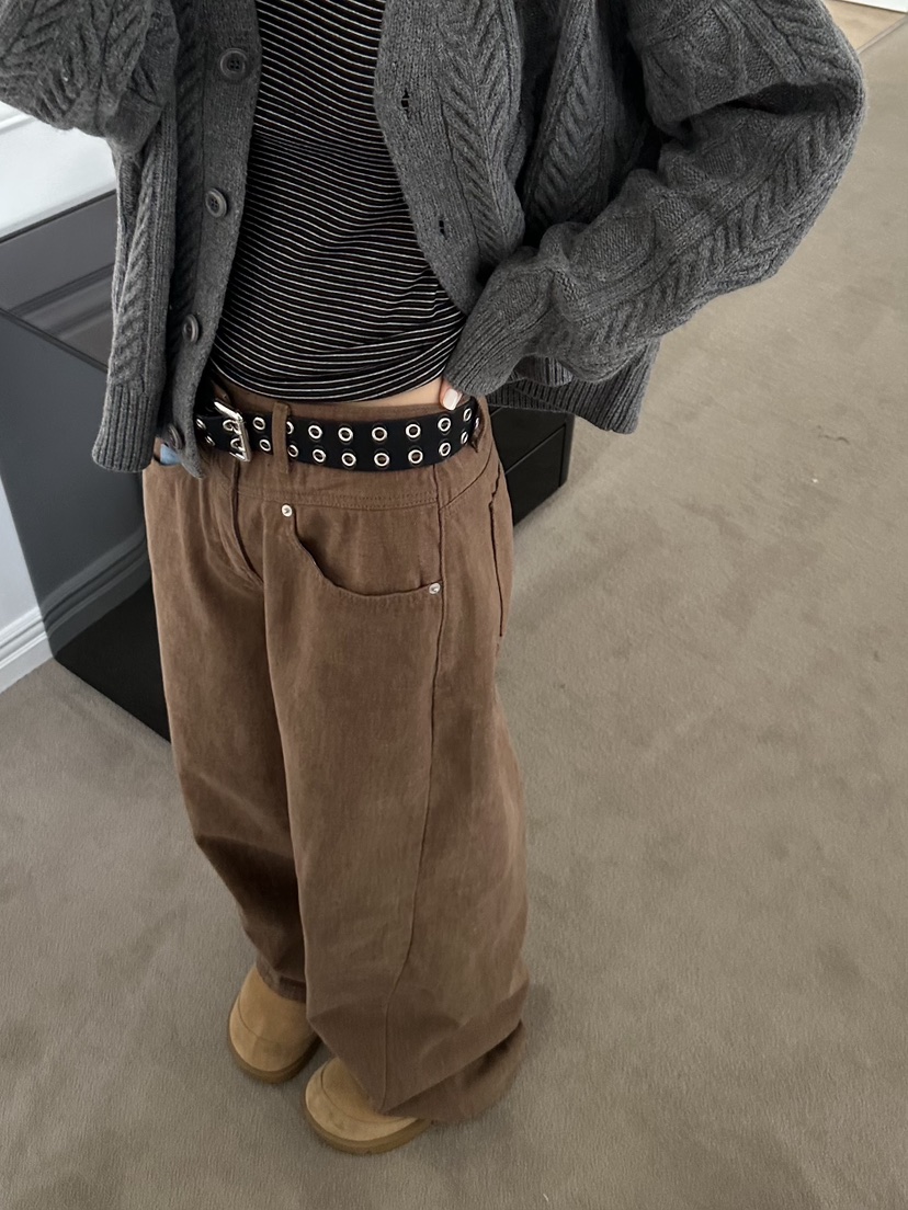 I MFACT東大門㊣代購女裝新品25秋冬真品職業牛仔褲毛絨羊毛I MFACT牛仔褲