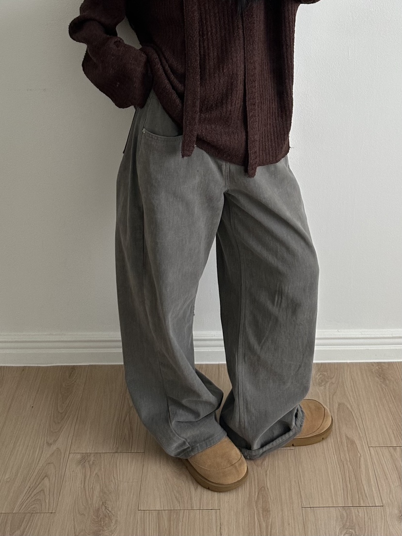 I MFACT東大門㊣代購女裝新品25秋冬真品職業牛仔褲毛絨羊毛I MFACT牛仔褲圖色2