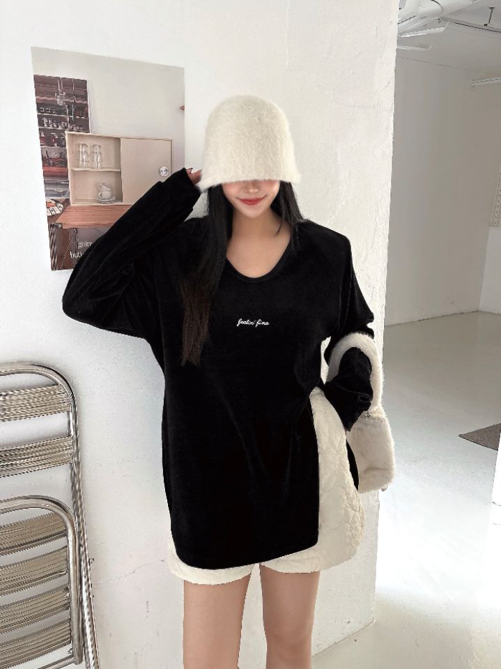 mars東大門㊣直郵女士新款熱賣時尚推薦真品長袖T恤刺繡絲絨mars長袖T恤