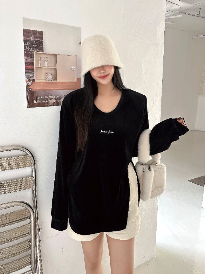 mars東大門㊣直郵女士新款熱賣時尚推薦真品長袖T恤刺繡絲絨mars長袖T恤