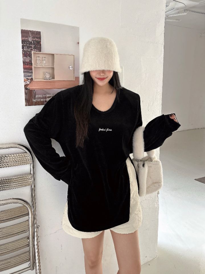 mars東大門㊣直郵女士新款熱賣時尚推薦真品長袖T恤刺繡絲絨mars長袖T恤