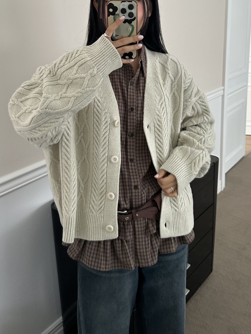 I MFACT韓國直郵㊣女裝新款熱賣襯衫蕾絲衫不含腰帶荷葉邊格紋I MFACT襯衫/蕾絲衫