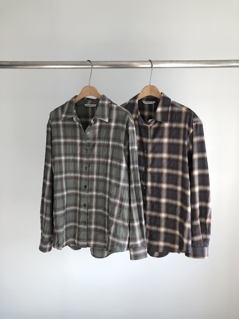 ROMANTICIZE韓國直郵㊣女裝新款推薦25秋冬職業襯衫蕾絲衫格紋ROMANTICIZE襯衫/蕾絲衫