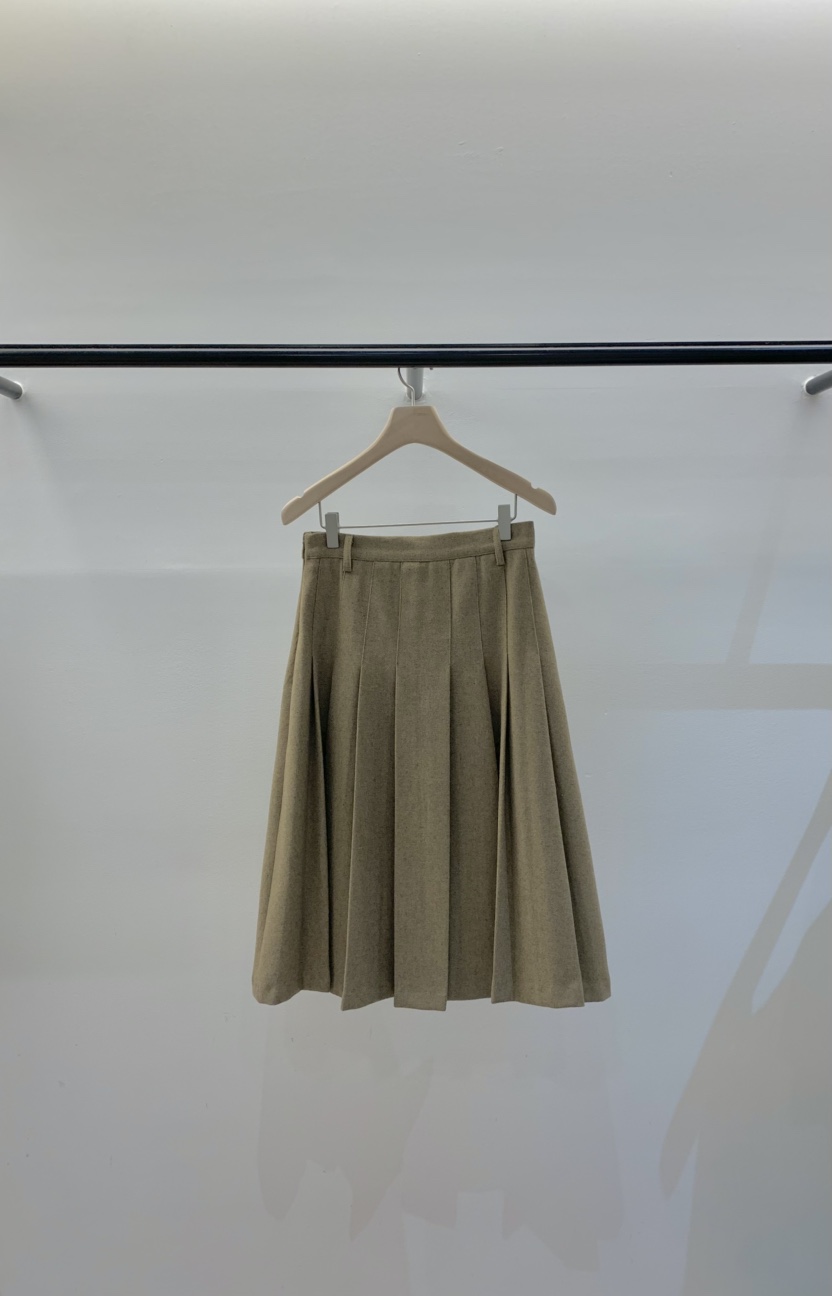 LA CREME東大門㊣代購女裝新款熱賣休閑人氣長裙口袋羊毛褶皺LA CREME長裙