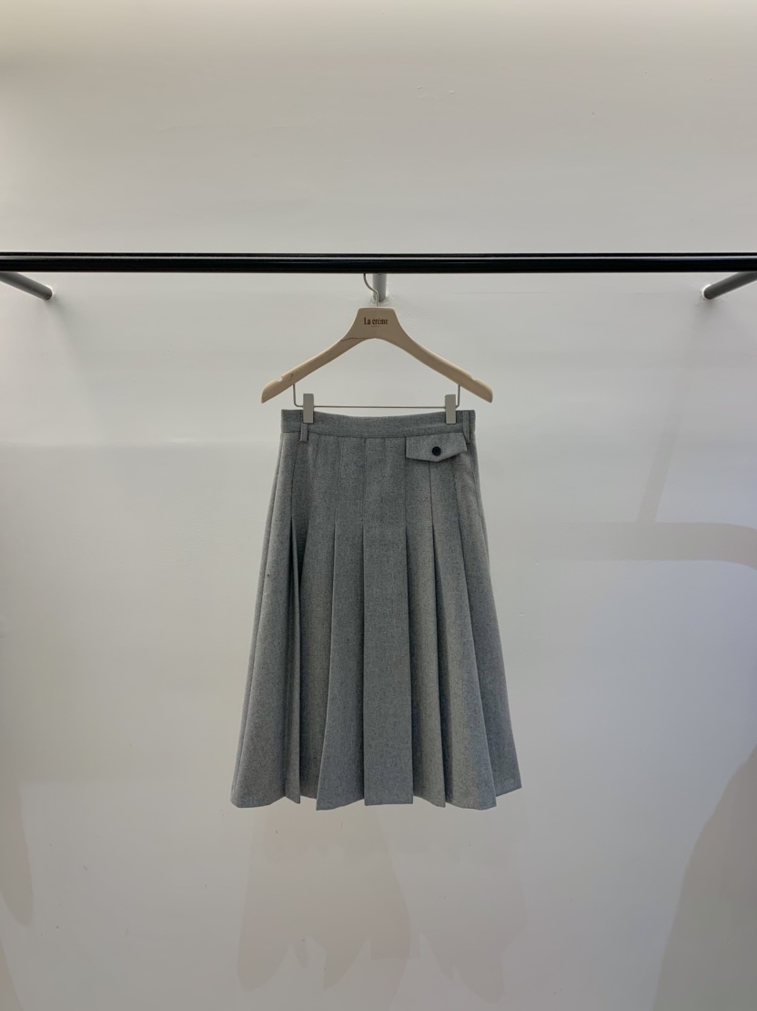 LA CREME東大門㊣代購女裝新款熱賣休閑人氣長裙口袋羊毛褶皺LA CREME長裙圖色2