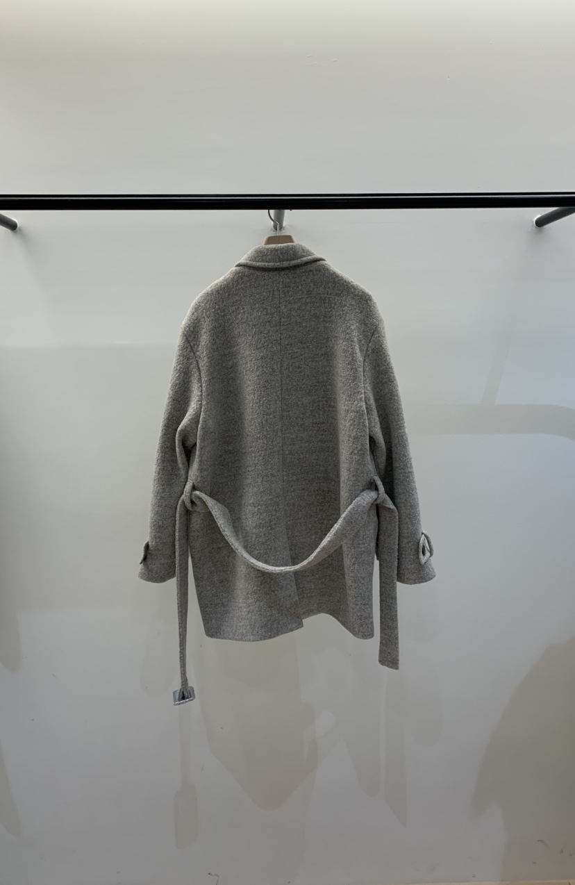 LA CREME東大門㊣代購女士新品休閑真品中長款大衣含腰帶羊毛LA CREME中長款大衣