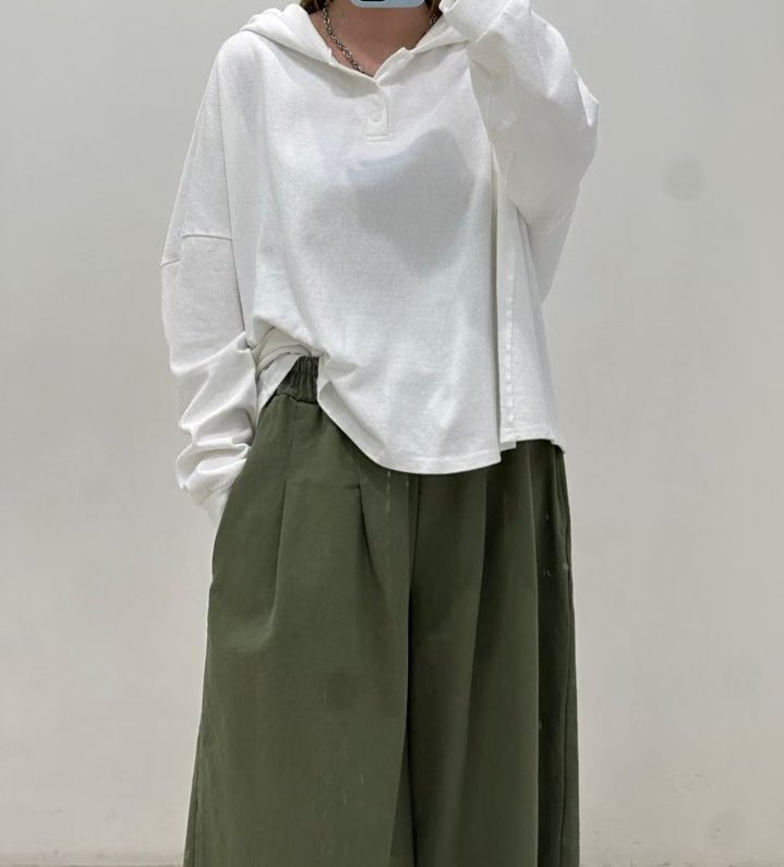 ZACCU韓國直郵㊣女裝新款推薦熱賣職業真品長袖T恤兜帽紐扣ZACCU長袖T恤