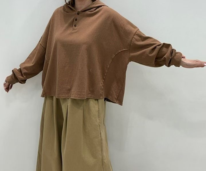 ZACCU韓國直郵㊣女裝新款推薦熱賣職業真品長袖T恤兜帽紐扣ZACCU長袖T恤