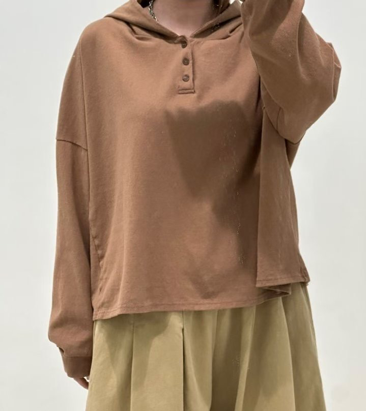 ZACCU韓國直郵㊣女裝新款推薦熱賣職業真品長袖T恤兜帽紐扣ZACCU長袖T恤