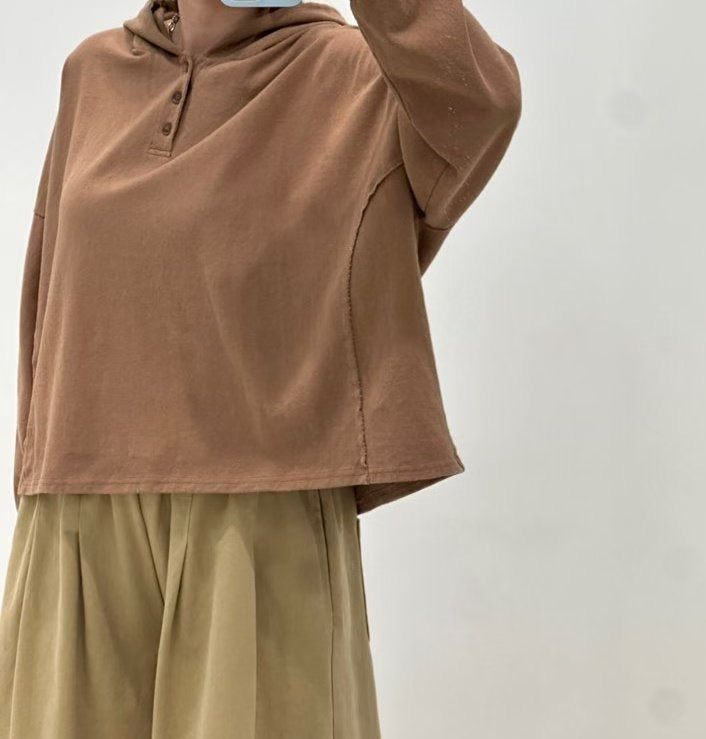 ZACCU韓國直郵㊣女裝新款推薦熱賣職業真品長袖T恤兜帽紐扣ZACCU長袖T恤