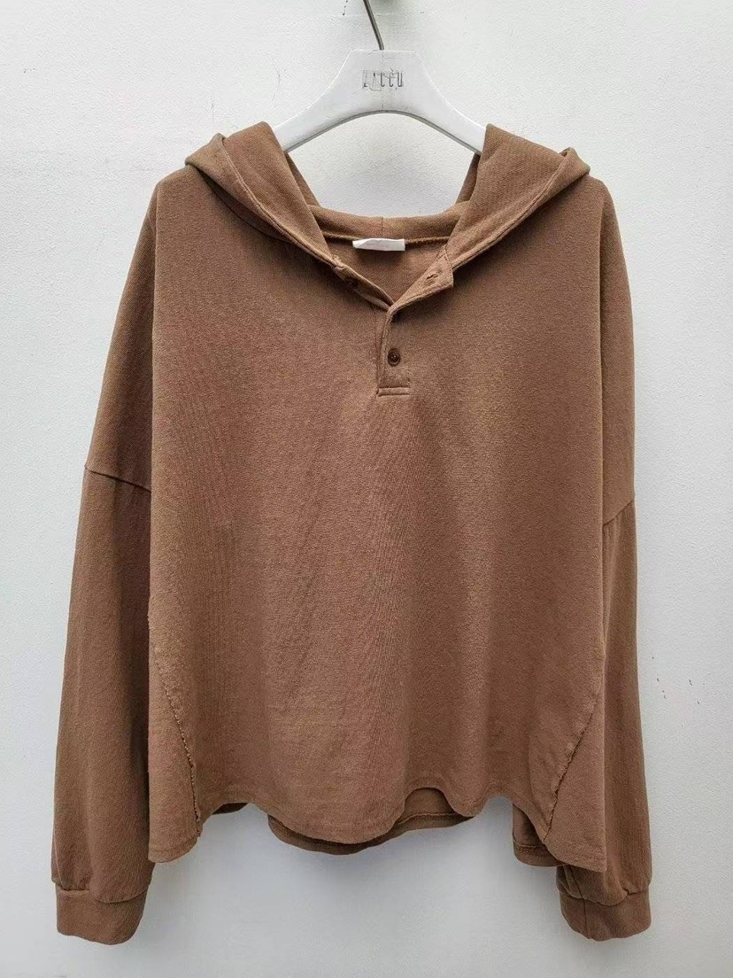 ZACCU韓國直郵㊣女裝新款推薦熱賣職業真品長袖T恤兜帽紐扣ZACCU長袖T恤