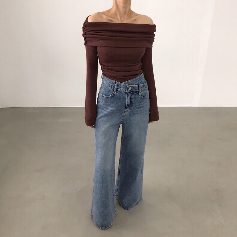 2TWO MOON韓國代購㊣女士新品真品熱賣25秋冬推薦長袖T恤褶皺2TWO MOON長袖T恤