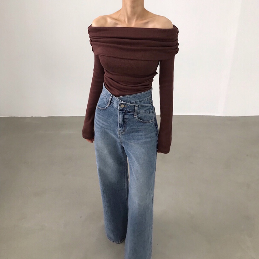 2TWO MOON韓國代購㊣女士新品真品熱賣25秋冬推薦長袖T恤褶皺2TWO MOON長袖T恤