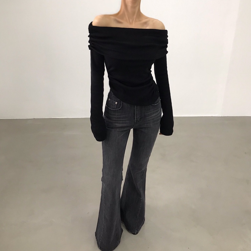 2TWO MOON韓國代購㊣女士新品真品熱賣25秋冬推薦長袖T恤褶皺2TWO MOON長袖T恤