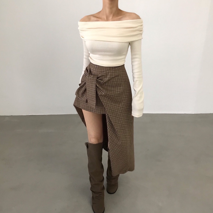 2TWO MOON韓國代購㊣女士新品真品熱賣25秋冬推薦長袖T恤褶皺2TWO MOON長袖T恤圖色1